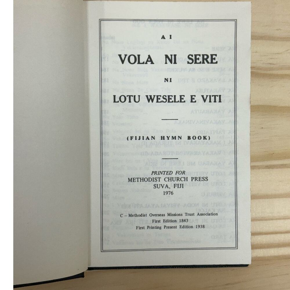 Fijian Hymn Book 1976 Methodist Church Ai Vola Ni Sere